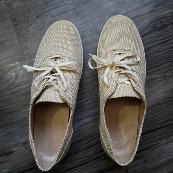 Vionic Callie Beige Tweed Lace Up Sneakers Women's 10 Arch Support Orthopedic - Picture 3 of 8